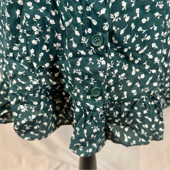 H&M dark green and white ditsy floral button front dress size 2 - Picture 3 of 8